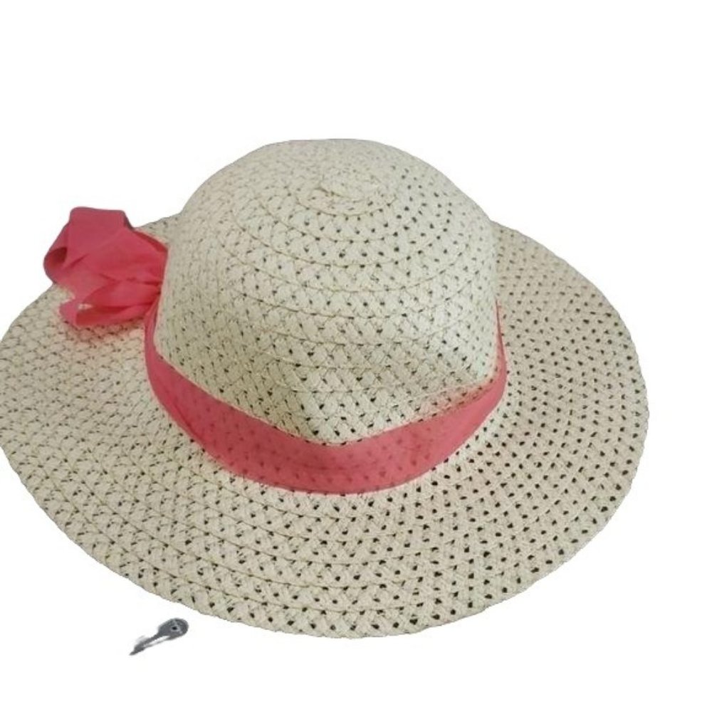 Women’s Straw‎ Sun Beach Hat White Ribbon
